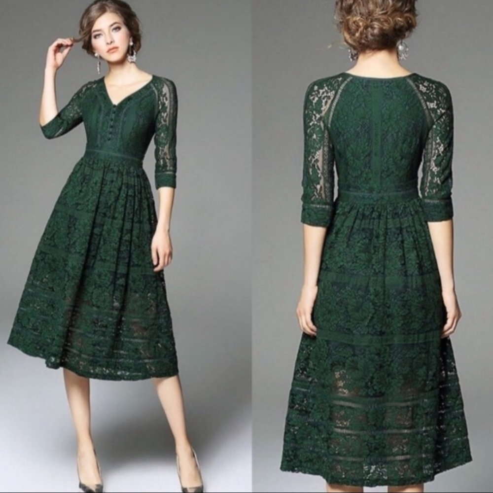 Metisu Green Lace Dress